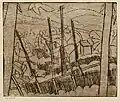 Walter Ophey : scierie, eau-forte, 1920-1923, 33,2&nbsp;×&nbsp;40,5&nbsp;cm