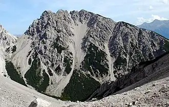 Vue de la face nord-ouest de la Wankspitze.