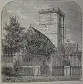 L'église paroissiale de Saint-Hélier, (iconographie du XIXe&nbsp;siècle).