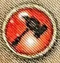 Marteau sur fond rouge
