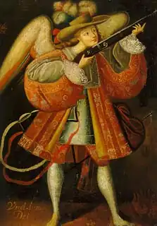 Peinture représentant Uriel datant du XVIIIe siècle et réalisée par l'École de Cuzco.