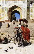 Éléphant royal à l'entrée de Jami Masjid, 1895