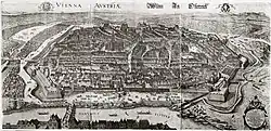 Dessin ancien de la ville de Vienne (Autriche).