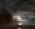 Paysage de côte sous la lune