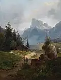 Huile sur toile du Mont Aiguille par Wilhelm Steinfeld, 1839.