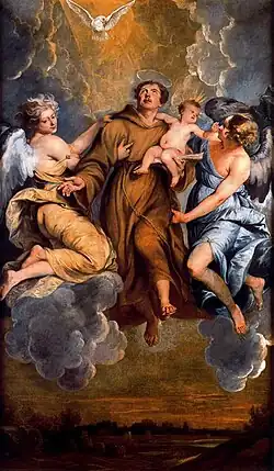 Saint Antoine de Padoue par Thomas Willeboirts Bosschaert, sur 1650
