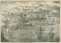 Réparation du bateau Hollandia de Willem Bontekoe, à Madagascar, en 1625, illustration de 1651.