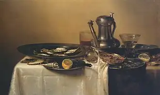 Willem Claeszoon Heda, Nature morte aux pièces d'étain, (1656 ou 1636).