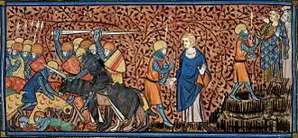 Illustration en couleur du XIVe siècle