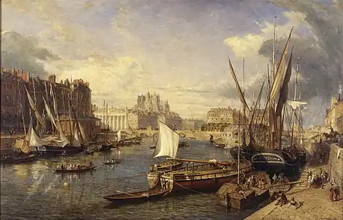 « Nantes, vue des quais de la Loire », peinture à l'huile réalisée en 1864 par William Parrott (musée Dobrée).