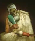 Chef de la tribu Te Āti Awa, Wiremu Kīngi, portant un patu en jade (mere) (peint par Gottfried Lindauer)