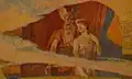 Odin et Frigg regardent de leur fenêtre dans les cieux les femmes Winnili, illustration d'Emil Doepler (1905).