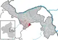 Localisation de Wolfsheim dans la Verbandsgemeide et dans l'arrondissement