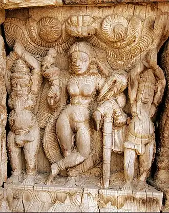 Vishnou sous la forme de Mohini (bois gravé indien, date inconnue)