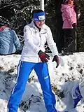 Simona Senoner à l'échauffement.