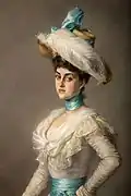 Yolande d'Albert de Luynes, duchesse de Noailles, détail d'un pastel de Clemens von Pausinger.