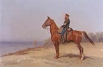 Cavalier russe placé en sentinelle.