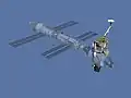 Image de synthèse de l'ISS après la mission STS-92 (octobre 2000), montrant, entre autres, l'élément Z1 fixé au-dessus du module-nœud Unity.