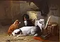 Chiens dans une grange (avant 1890)