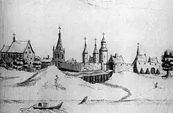 Le château de Płock en 1627, selon Abraham Boot.