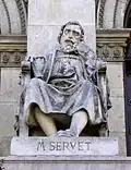 Statue de l'ancienne faculté de médecine de Saragosse.