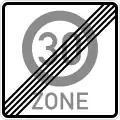 Sortie d'une zone à vitesse limitée à 30&nbsp;km/h.