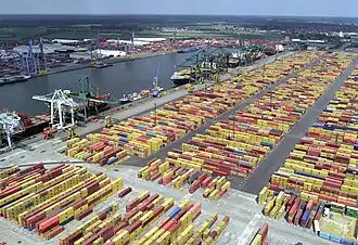 Vue aérienne du port d'Anvers.