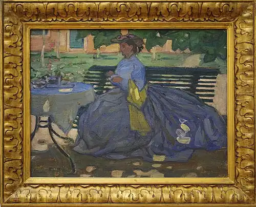 Femme assise à une table de jardin (vers 1910), huile sur toile, musée des Beaux-Arts de Gand.