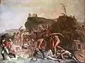 La Mort du Capitaine James Cook de Johan Joseph Zoffany (vers 1795). Un personnage portant le ʻahuʻula est visible au centre.