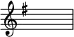 {\key g\major\override Staff.TimeSignature.stencil=##f \skip 1}\layout {indent = #0 line-width = #26 ragged-last = ##f}