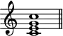 
\header {
  tagline = ##f
}

\score {
  \new Staff \with {
    \remove "Time_signature_engraver"
  }
  \relative c'' {
    \key c \major
    \time 9/1
    \tempo 1 = 60
    \autoBeamOff
    \clef treble
    \override Rest #'style = #'classical

      << c,1 e g c >>

    \bar "||"
  }
  \layout {
    \context {
      \Score
      \remove "Metronome_mark_engraver"
    }
  }
  \midi {}
}
