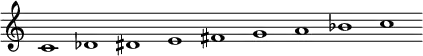 \new Staff = "haut" \with {\remove "Time_signature_engraver"}{
\cadenzaOn
\relative c' {c1 des dis e fis g a bes c}
}