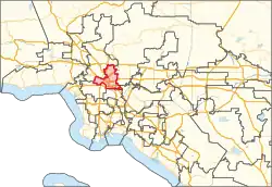 Description de l'image California's 34th congressional district in Greater Los Angeles (since 2023).svg.