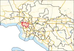 Description de l'image California's 37th congressional district in Greater Los Angeles (since 2023).svg.
