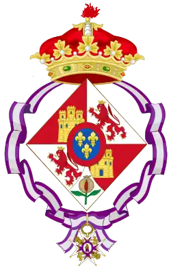 Description de l'image Coat of Arms of Spanish Infantas (1700-1931), Ornaments as single women.svg.