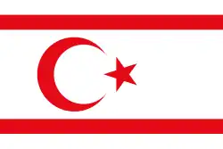 Drapeau de la république turque de Chypre du Nord.