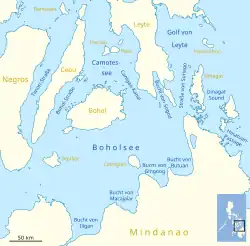 Carte de la mer des Camotes (au nord).