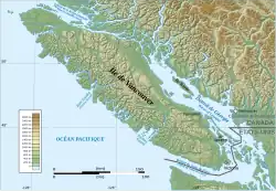 Carte du détroit de Géorgie.