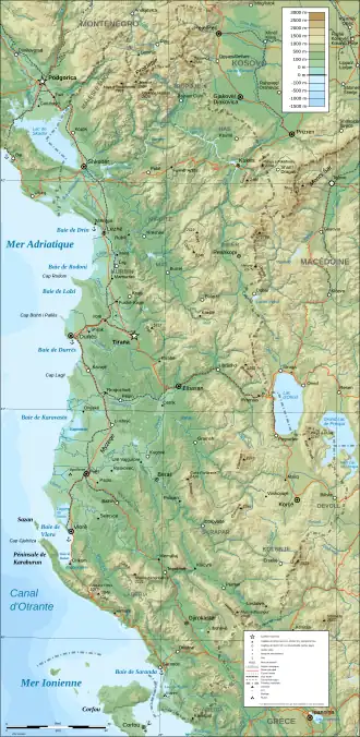 carte : Géographie de l'Albanie