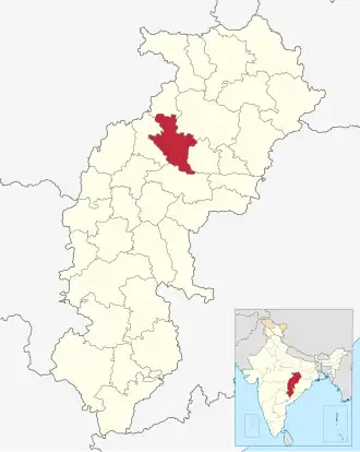 Localisation de District de Bilaspurबिलासपुर  जिला