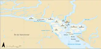 Carte des îles Discovery en Colombie-Britannique au Canada