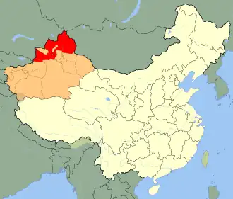 Localisation de Préfecture autonome kazakhe d'Ili