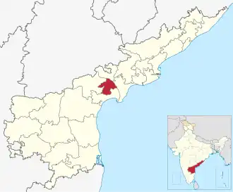 Localisation de District de Guntur గుంటూరు జిల్లా