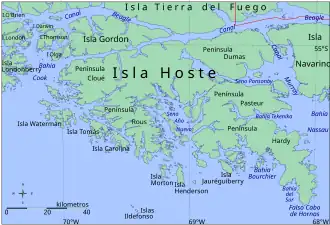 L'île Gordon, au nord-ouest du l'île Hoste