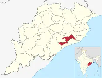 Localisation de District deKhordhaखोर्धा जिल्ला