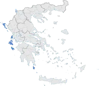 Carte de localisation des îles Ioniennes.