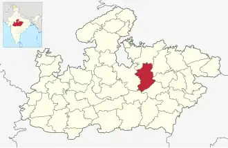 Localisation de District de Damoh