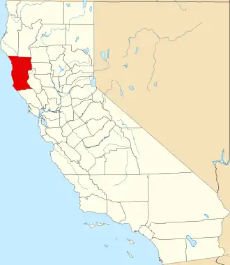 Localisation de Comté de Mendocino(Mendocino County)