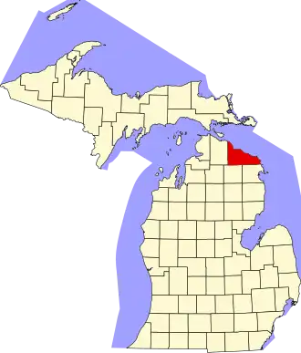 Localisation de Comté de Presque Isle(en) Presque Isle County