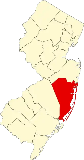 Localisation de Comté d'Ocean(Ocean County)